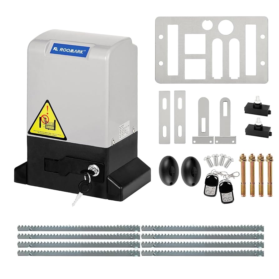1300KG Automatic Electric Sliding Gate Opener Drive with 4m Steel Racks Remote Control Sliding Gate Door Motor Actuator Operator
